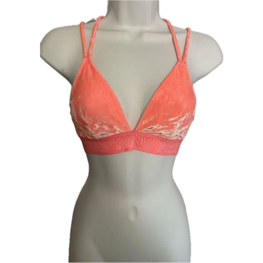 Victoria's Secret PINK | Pink Velvet Strappy Back Unlined Bra Size XS S